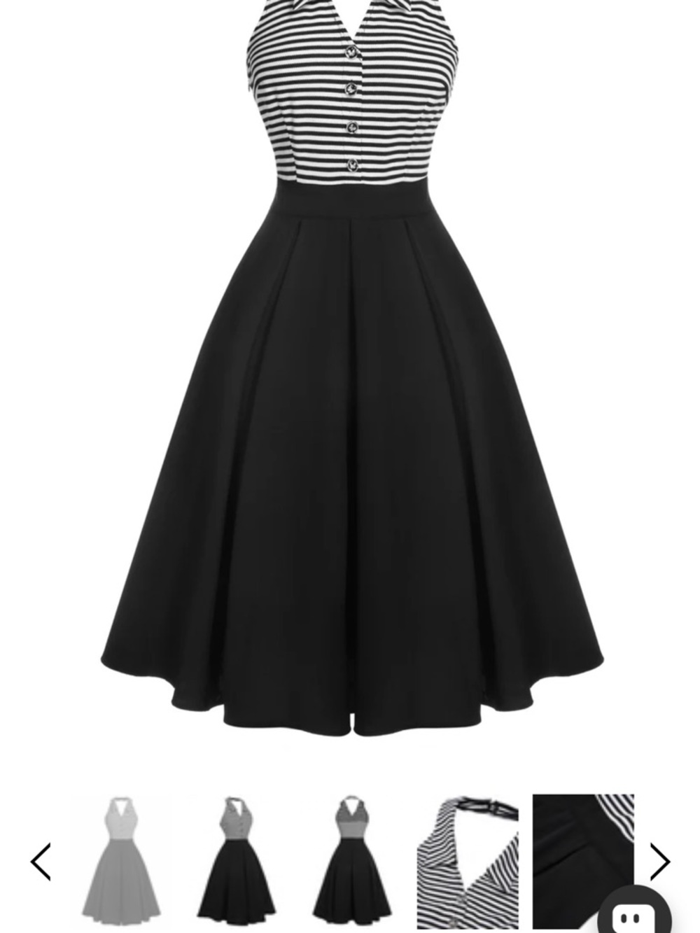 Black & White Striped Halter Fit-and-Flare Dress